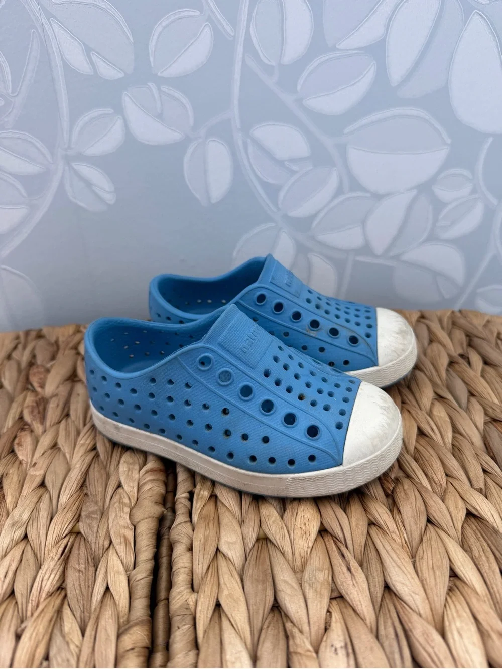 Native Shoes Kids Blue Slip-On Water Shoes with White Toe
